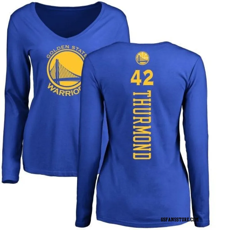 Gold Women's Nate Thurmond Golden State Warriors Royal Backer Long Sleeve T-Shirt